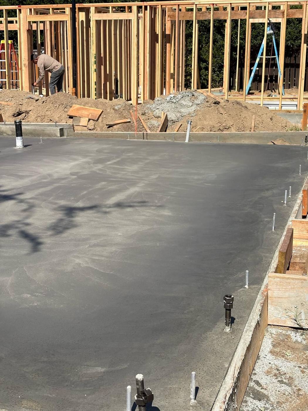 Anchor bolts in the fresh slab